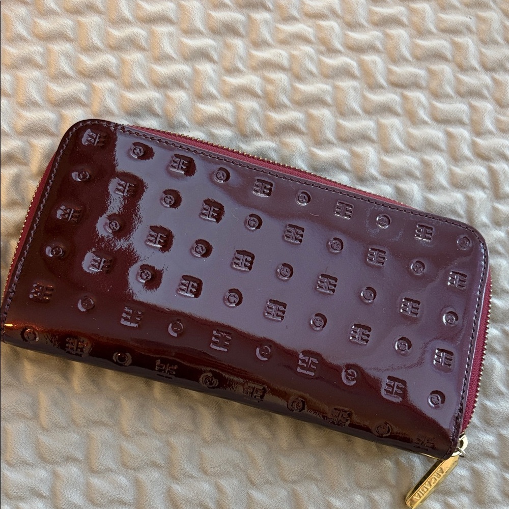 Arcadia Burgundy Embossed Zip Wallet